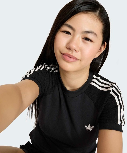 tシャツ スリム ニット スリーストライプス Tシャツ / アディダスオリジナルス adidas Originals キッズ 子供服 男の子 女の子の画像