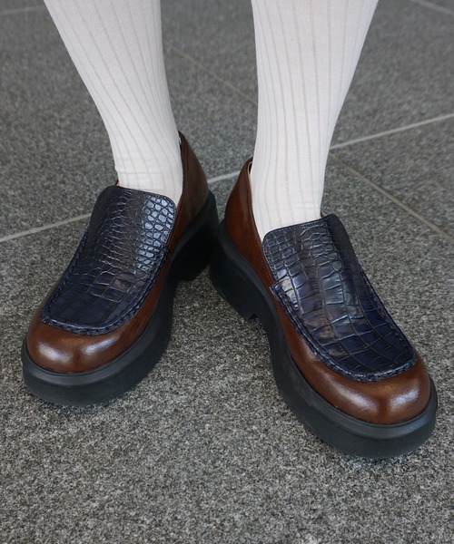 Ameri（アメリ） ローファー PLATFORM MIX MATERIAL LOAFER レディース 
