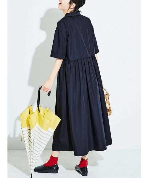 「Live in comfort」 半袖ワンピース S ダークネイビー レディース_画像5