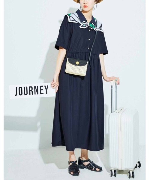 「Live in comfort」 半袖ワンピース S ダークネイビー レディース_画像6