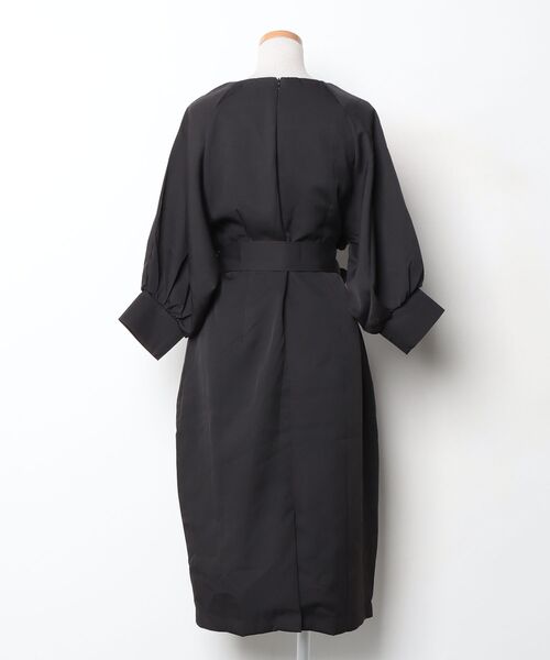 「Lace Ladies」 7分袖ワンピース X-LARGE ブラック レディース_画像2