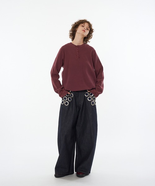 「WISH FOR EVER」 長袖Tシャツ MEDIUM ダークブラウン メンズ_画像6