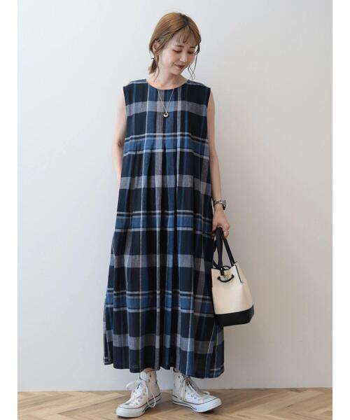 「AMERICAN HOLIC」 ノースリーブワンピース L ネイビー レディース_画像2