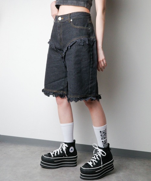 パメオポーズ PAMEO POSE パンツ ハート 黒 PAMEO POSE（パメオ ポーズ） ハーフパンツ ジーンズ デニム デニム