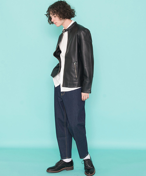 ヴィリジアン　シングルライダース Liugoo Leathers 本革 シングルライダースジャケット メンズ