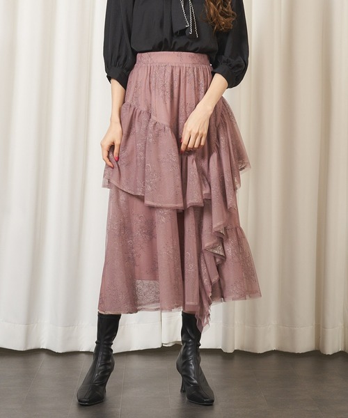 MIIA（ミーア） スカート アシメフリルレーススカート レディース