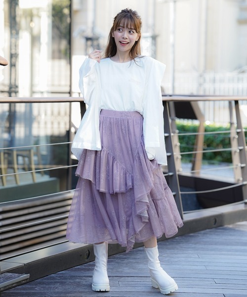 MIIA（ミーア） スカート アシメフリルレーススカート レディース