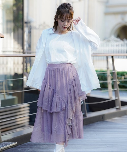 MIIA（ミーア） スカート アシメフリルレーススカート レディース