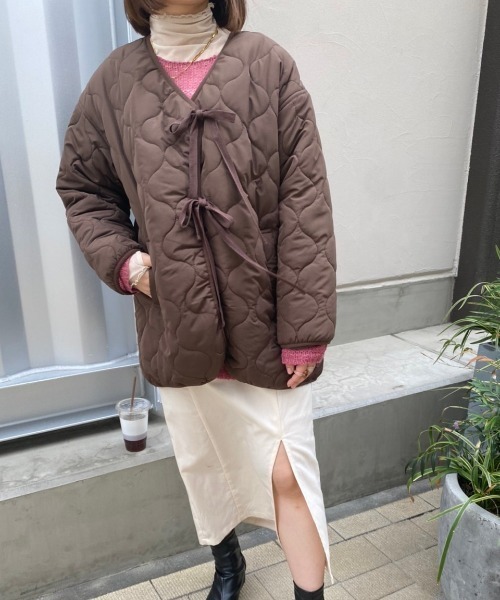 nemne（ネンネ） ジャケット ブルゾン リボンキルティングブルゾン