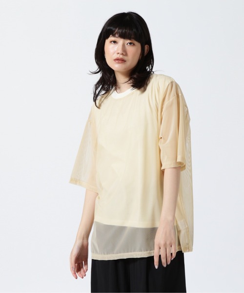 tシャツ DROIT BELLO (ドロイトベロ) レイヤードシアーTシャツ レディース