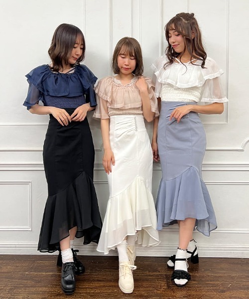 axes femme POETIQUE スカート レディース シフォン切替