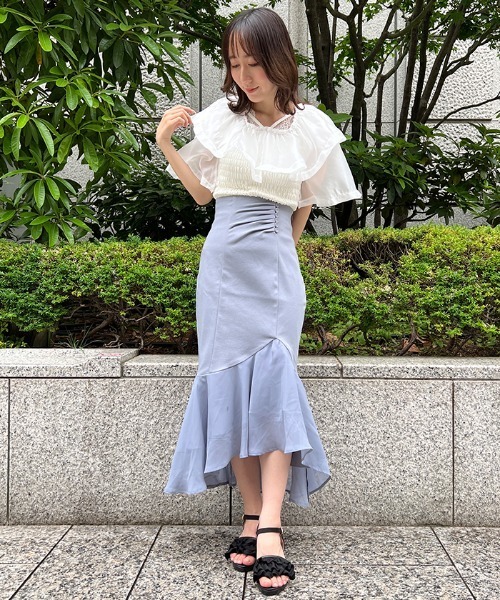 axes femme POETIQUE スカート レディース シフォン切替マーメイド