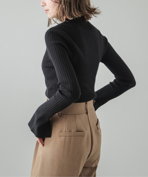 ニット セーター スリットネックリブニットトップス レディース ニット スリット袖リブニット レディース : ZOZOTOWN Yahoo!店