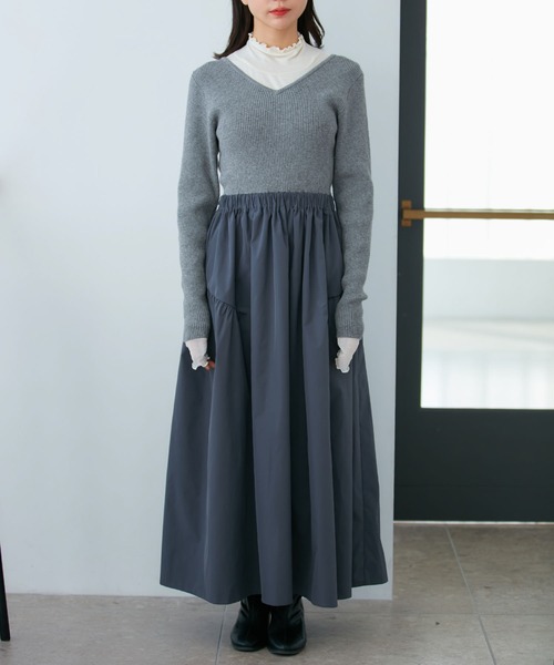 VIS（ビス） ワンピース 「前後2WAY」ニットドッキングワンピース