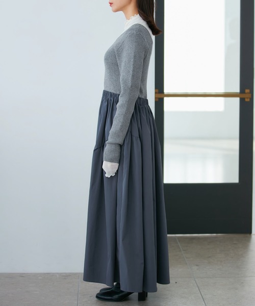 VIS（ビス） ワンピース 「前後2WAY」ニットドッキングワンピース