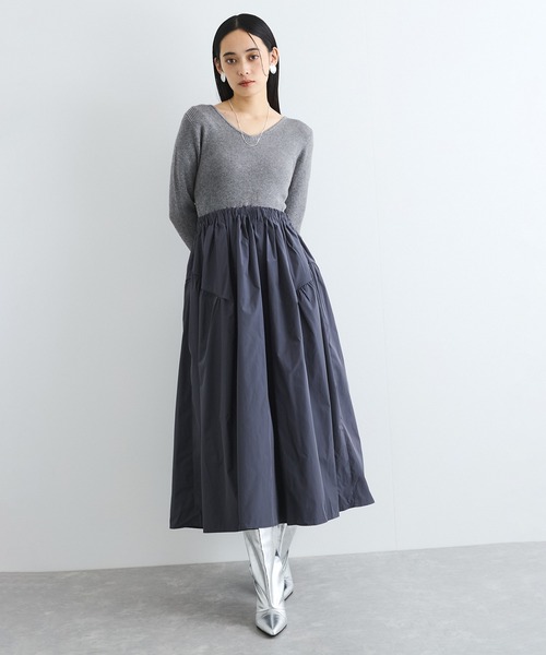 VIS（ビス） ワンピース 「前後2WAY」ニットドッキングワンピース