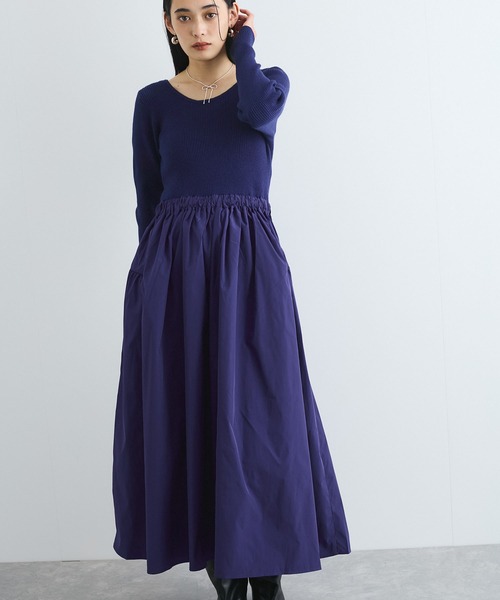 VIS（ビス） ワンピース 「前後2WAY」ニットドッキングワンピース