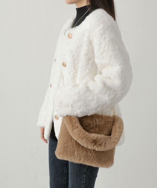 ファー ニット ショルダーバッグ 2WAY LA VORAGINE ショルダーバッグ バッグ 2wayファーショルダー