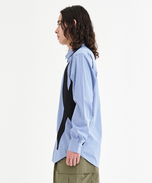 KHOKI メンズ シャツ ブラウス 「KHOKI / コッキ」Black patched shirt 