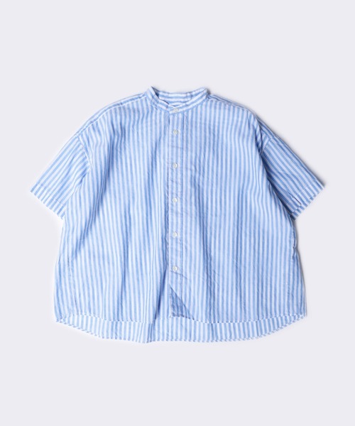 prit コットンリネン シャツ 半袖 prit シャツ ブラウス 「 」 コットンリネンバレストライプ 5分