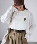 tシャツ めがねキツネ胸刺繍ロンT レディースの詳細画像2