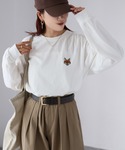tシャツ めがねキツネ胸刺繍ロンT レディースの詳細画像4