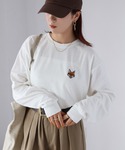 tシャツ めがねキツネ胸刺繍ロンT レディースの詳細画像1