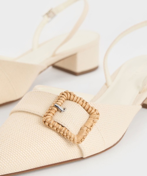 CHARLES & KEITH◆バックル付き スリングバックミュール◆送料込 CHARLES ＆ KEITH パンプス ウーブンバックル スリングバック