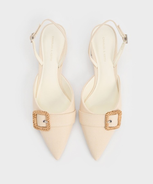 CHARLES & KEITH◆バックル付き スリングバックミュール◆送料込 CHARLES & KEITH パンプス ウーブンバックル スリングバック