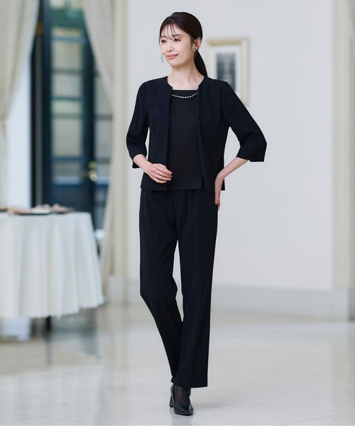 LL ネイビー　フォーマル パンツスーツ 卒業式 セレモニー セット　喪服　礼服 ニッセン（nissen） 喪服 セレモニースーツ セットアップ 「喪服・礼服