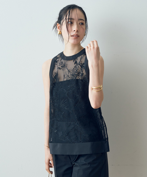 ブラウス シャツ 「セットアップ対応」ボタニカルレース ノースリーブブラウス レディース セール 20%OFF】【セットアップ対応】ボタニカルレース
