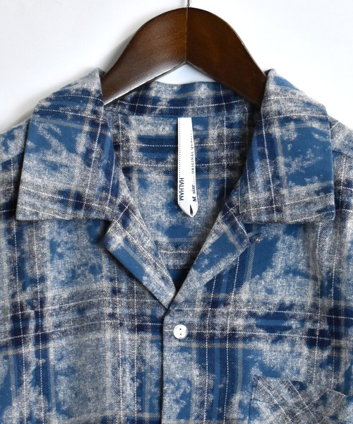 STARTEXCEEDEND テクスチャーシャツ 半袖 ロゴ オーバーサイズ Starting Over シャツ hard wash open collar check shirt