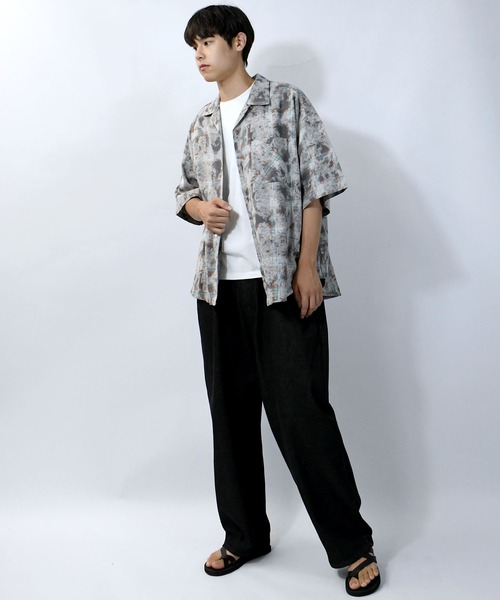 Starting Over シャツ hard wash open collar check shirt