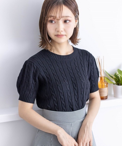 ニット セーター 「洗える」レーヨンナイロンハイゲージパフスリーブ ニット レディース 組曲 ニット セーター 「洗える」レーヨンナイロンハイゲージ