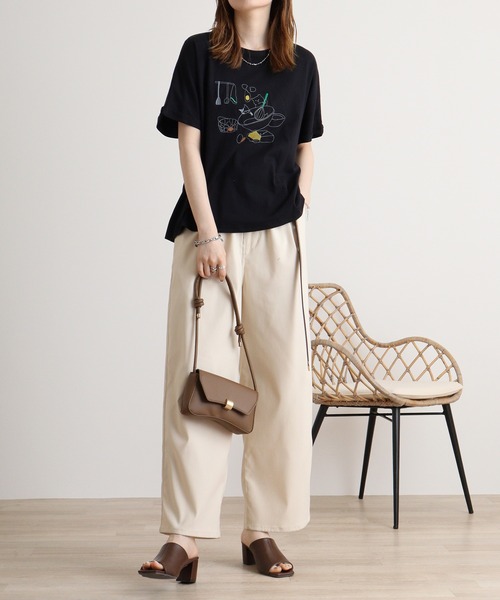 Emago tシャツ EMAGO クマのクッキング刺繍ドルマン半袖Tシャツ