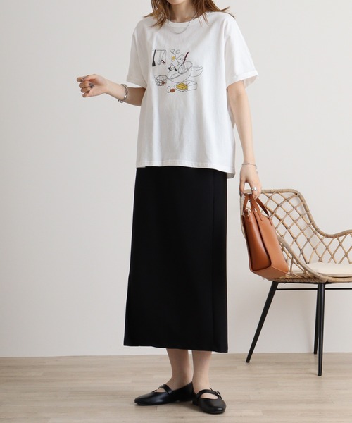 tシャツ EMAGO クマのクッキング刺繍ドルマン半袖Tシャツ レディース Emago tシャツ EMAGO クマのクッキング刺繍ドルマン半袖Tシャツ