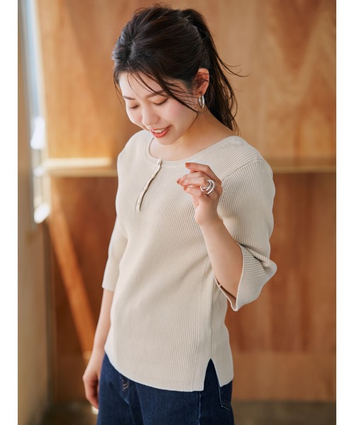 ニット セーター モヘア前後２ｗａｙヘンリーネックニット レディース ニット セーター 2wayヘンリーネックニット レディース