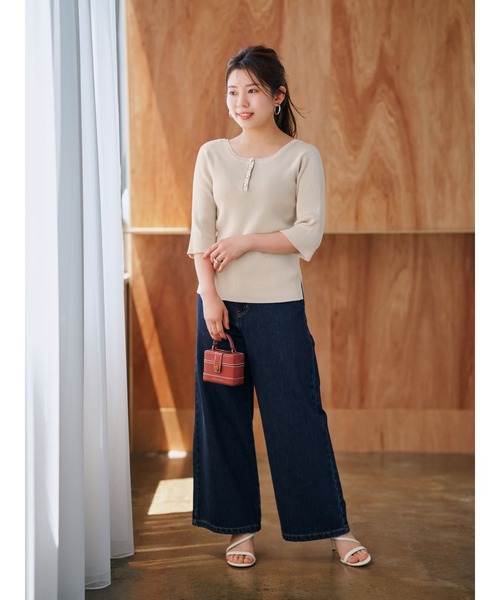 ニット セーター モヘア前後２ｗａｙヘンリーネックニット レディース セール】モヘア前後2wayヘンリーネックニット（ニット