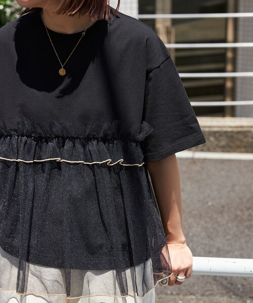 エッセンシャル　tシャツ メリルドッキングプルオーバー新品送料込ブラック mt10441- Tricot Waffle Jersey T-shirt ワッフルTシャツ(AG06-014scg