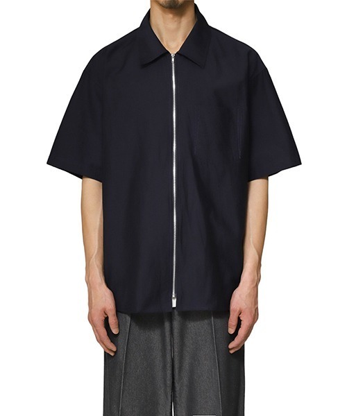 WEWILL zip 半袖シャツ　シルク混　黒　L ビッグシルエット 85733013b_b_07_500.jpg