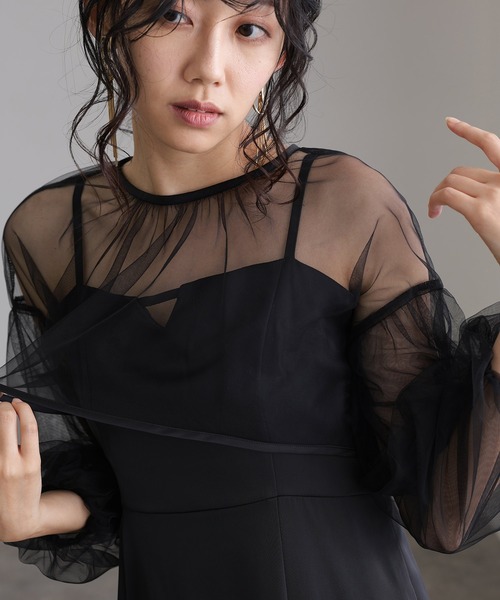 【美品】atlo 2WAY 細見え　ショート丈トップス　ドレス　ブラック atlo（アトロ） ドレス 2wayトップスパーティードレスセレモニー同窓会