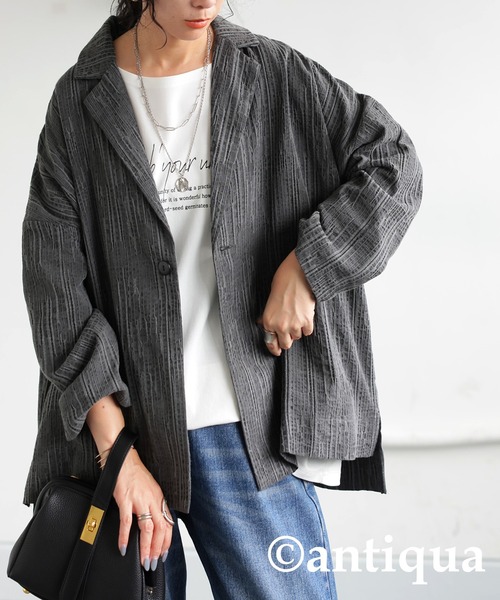 antiqua ジャケット テーラードジャケット 綿麻ジャケット