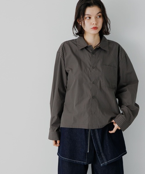 【web限定】ピンストライプボクシーシャツ （サックス） sabstreet my standard 【web限定】ピンストライプボクシー