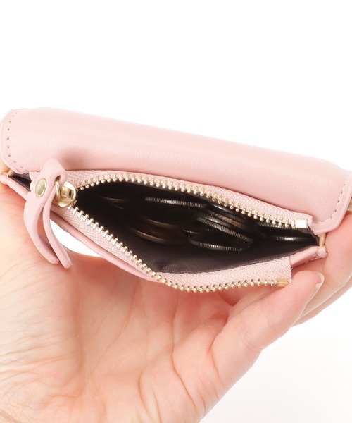 Lace Ladies 財布 レザー調 フラワー デザイン 三つ折り