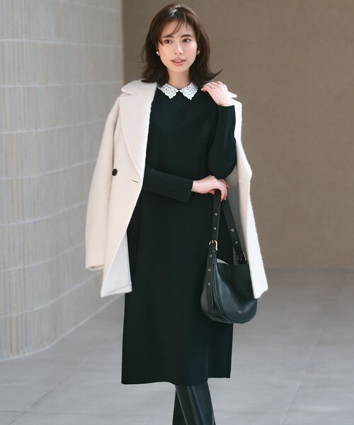 23区 ワンピース 「洗える」ヴィスコースストレッチ エンブロイダリー  