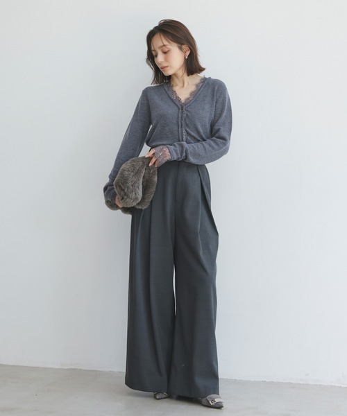 anuans（アニュアンス） パンツ サイドタックワイドパンツ レディース