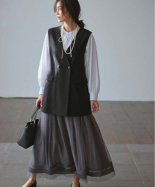 自由区（ジユウク） スカート チュールエンブロイダリー スカート