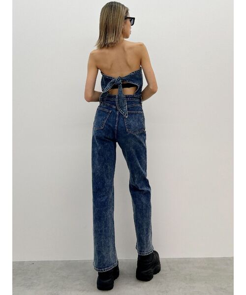 GYDA バックリボン オーバーオール サロペット GYDA サロペット オーバーオール ケミカルBACKリボンデニム