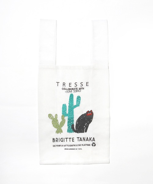 ブリジットタナカBRIGITTE TANAKA限定コラボトートエコバッグ黒猫ネコ TRESSE エコバッグ TRESSE/トレス×BRIGITTE TANAKA/ブリジット