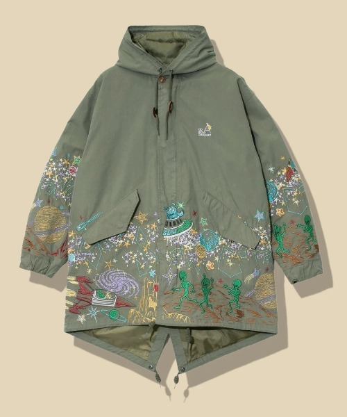 着ているだけでオシャレ確定！即完品！go slow caravan モッズコート チチカカ go slow caravan コットンナイロンパネル刺繍モッズ